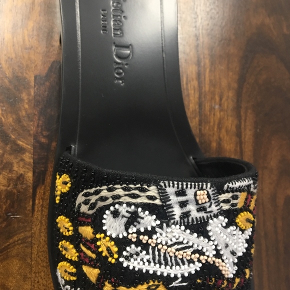 Dior Black Tarot Death Embroidered Clog Slippers - Picture 5 of 5